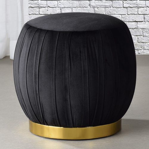 Gold And White Leather Round Ottomans (Photo 8 of 20)