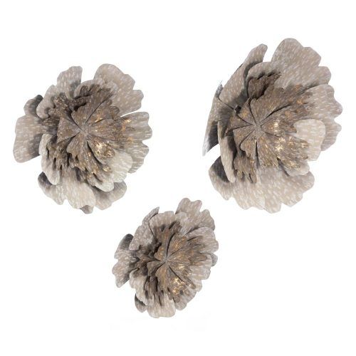 Metal Flower Wall Decor (Set Of 3) (Photo 9 of 20)